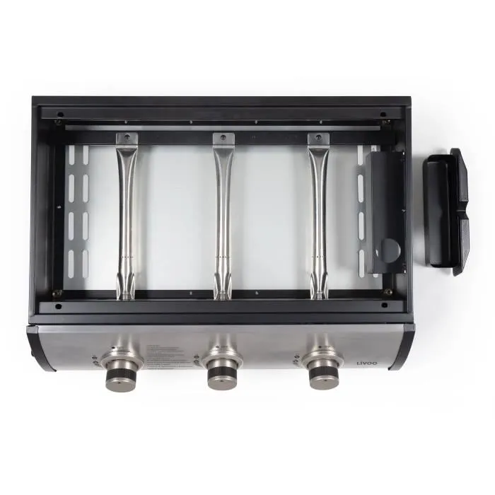 Livoo Plancha à Gaz DOC277, 3 Brûleurs 7.5 kW, Plaque Cuisson Acier Émaillé 61 x 38 cm, Allumage Automatique