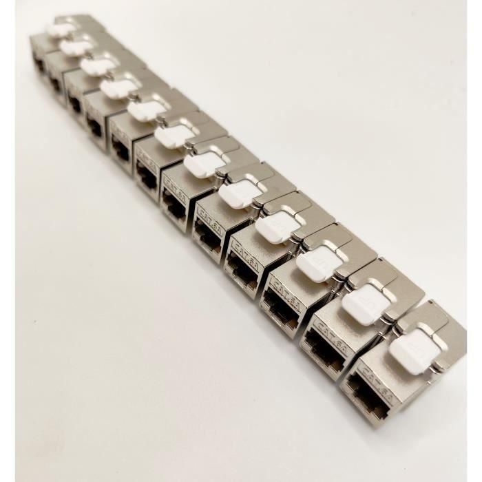 Pack de 12 noyaux keystone RJ45 Cat.6a - LINEAIRE - PR24AS12 - Court - Blindé 4