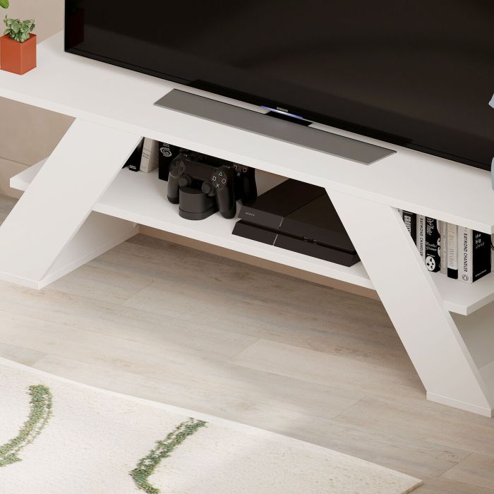 Meubles de télévision Alexandra House Living Diagonal Blanc 120 x 40 x 33 cm 3 Meubles de télévision Alexandra House Living Diagonal Blanc 120 x 40 x 33 cm 3