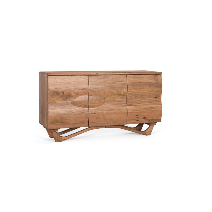 GINER Y COLOMER - Buffet en acacia massif fabriqué à la main 140 cm, design contemporain avec ouverture push, couleur naturelle 1 GINER Y COLOMER - Buffet en acacia massif fabriqué à la main 140 cm, design contemporain avec ouverture push, couleur naturelle 1