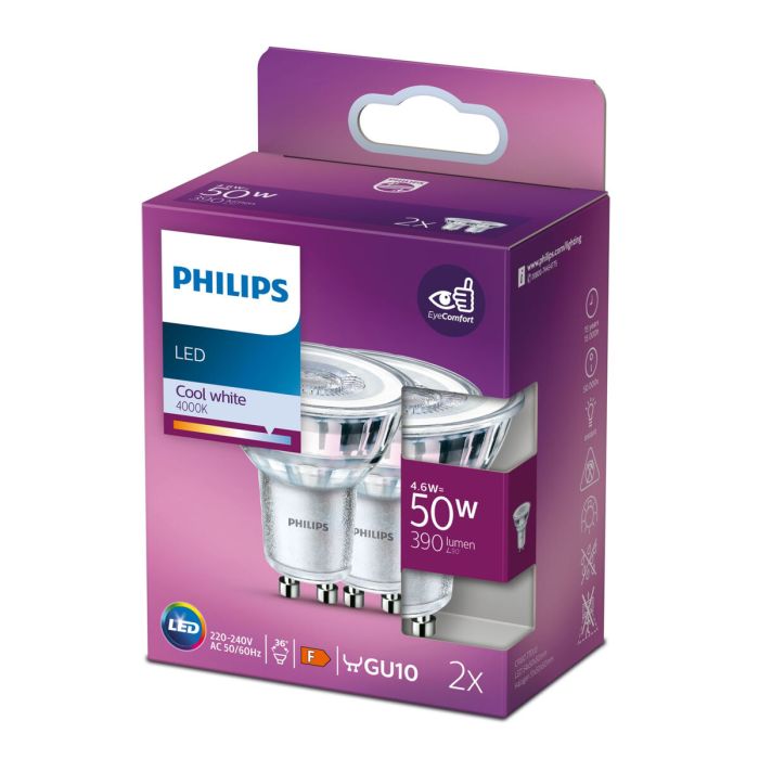 Lampe LED Philips 4,6 W GU10 390 lm F A++ (4000K) (4000 K) 6 Lampe LED Philips 4,6 W GU10 390 lm F A++ (4000K) (4000 K) 6