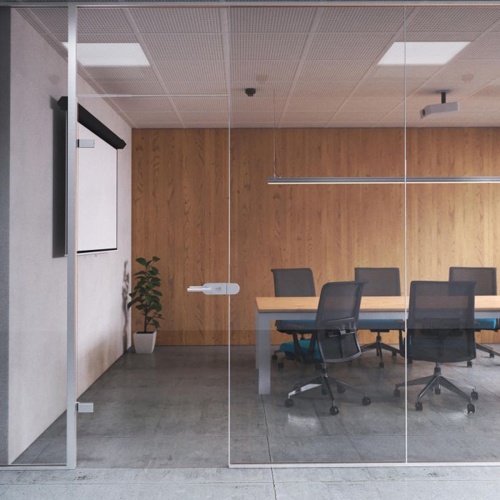 Emuca Kit de serrure et de gâche pour portes en verre doubles, loquet horizontal pour porte en verre 8-12mm, acier, finition inox 1