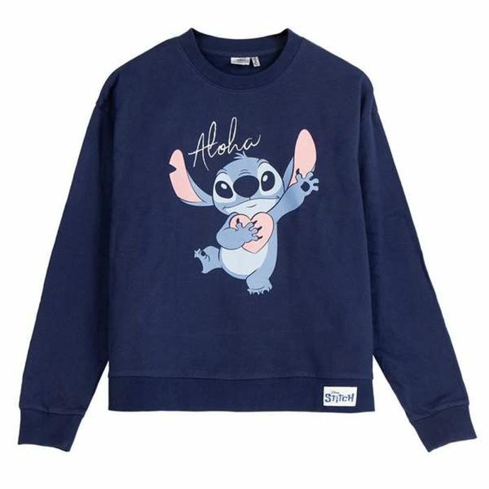 Sweat sans capuche unisex Stitch Bleu foncé XS