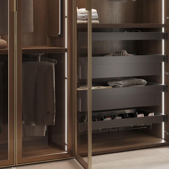 Emuca Porte-pantalons extractible, 11 tiges, guides d'extraction totale, Acier, Titane 2 Emuca Porte-pantalons extractible, 11 tiges, guides d'extraction totale, Acier, Titane 2