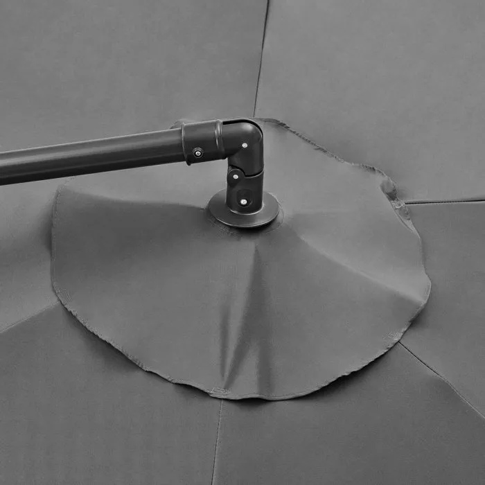 Tohota - Parasol déporté 3 m, structure aluminium, toile polyester 180g/m², 6 branches acier, manivelle - Gris 3 Tohota - Parasol déporté 3 m, structure aluminium, toile polyester 180g/m², 6 branches acier, manivelle - Gris 3