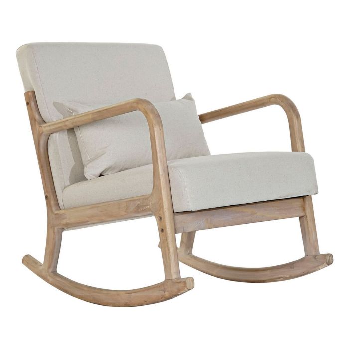 Fauteuil à Bascule DKD Home Decor Beige Naturel Lin Bois d'hévéa 66 x 85 x 81 cm
