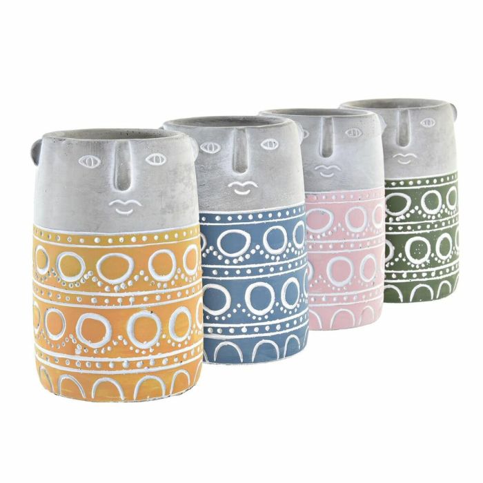 Cache-pot DKD Home Decor Visage Bleu Rose Ciment Vert Jaune (12 x 12 x 18 cm) (4 Unités) 2 Cache-pot DKD Home Decor Visage Bleu Rose Ciment Vert Jaune (12 x 12 x 18 cm) (4 Unités) 2
