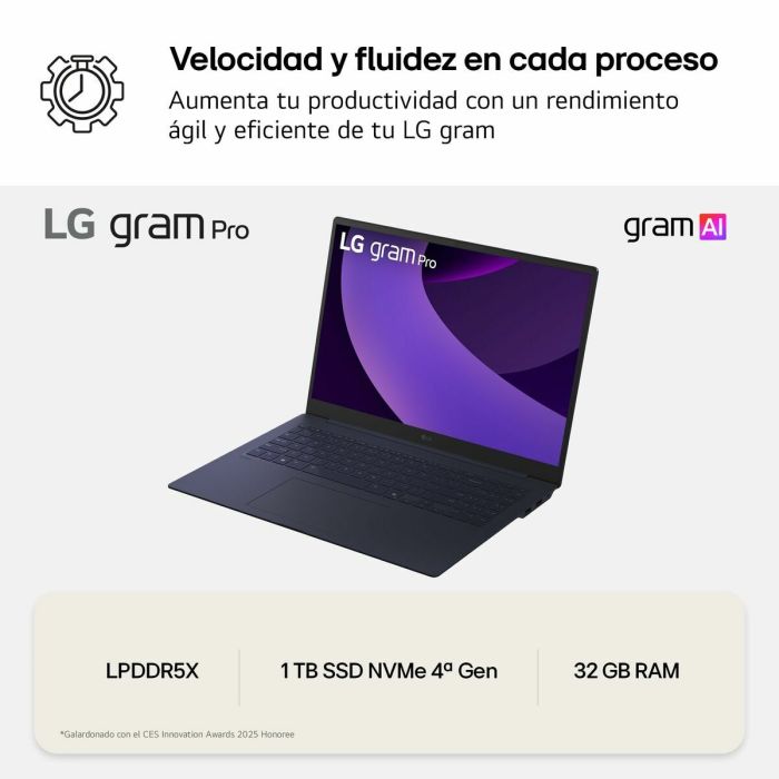 Ordinateur Portable LG 16Z90TS-G.AU99B 16" 32 GB RAM 1 TB SSD 14 Ordinateur Portable LG 16Z90TS-G.AU99B 16" 32 GB RAM 1 TB SSD 14