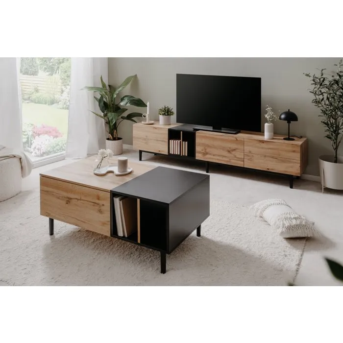 Table basse rectangulaire LONA Roble artesanal / Negro 100 x 46,5 x 55 cm LONA003639 2 Table basse rectangulaire LONA Roble artesanal / Negro 100 x 46,5 x 55 cm LONA003639 2