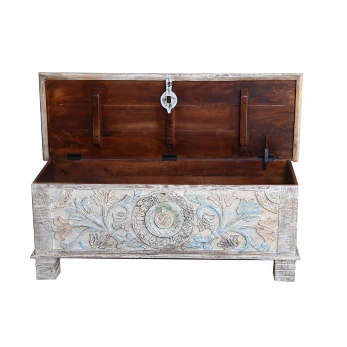 GINER Y COLOMER - Coffre en bois massif de manguier artisanal, finition tons pastel, coffre de rangement ou coffre à jouets 3 GINER Y COLOMER - Coffre en bois massif de manguier artisanal, finition tons pastel, coffre de rangement ou coffre à jouets 3