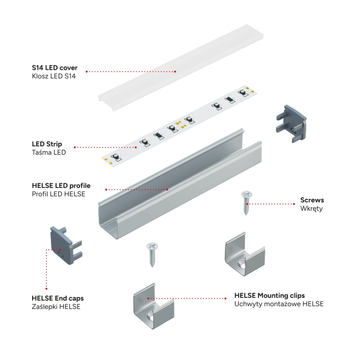 KIMERA HELSE Profil Aluminium Anodisé Argent avec Diffuseur Opal, Bouchons et Clips de Fixation 2,02m 1 KIMERA HELSE Profil Aluminium Anodisé Argent avec Diffuseur Opal, Bouchons et Clips de Fixation 2,02m 1
