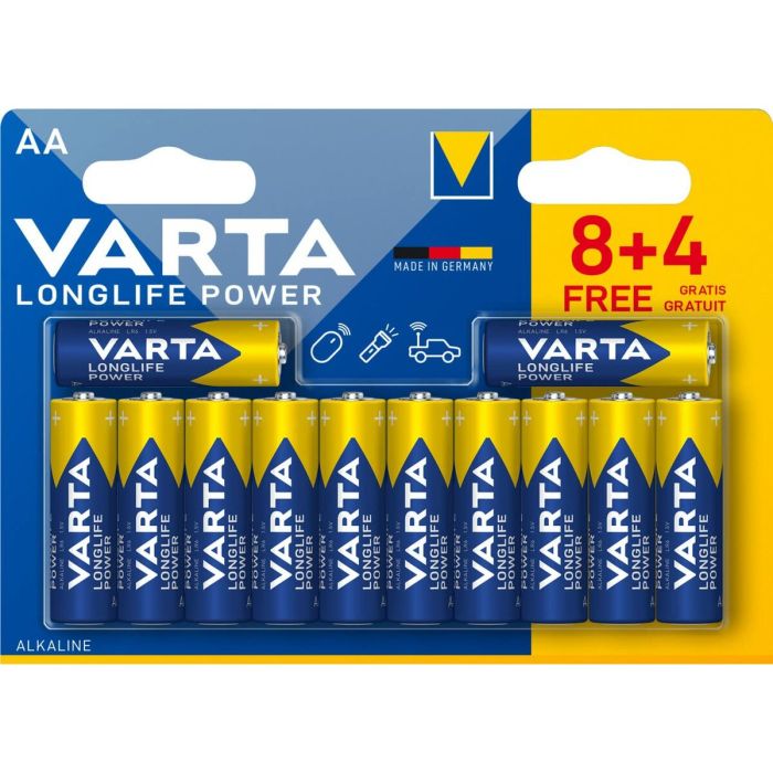 Piles Alcalines Varta Longlife Power AA 1,5 V (12 Unités) 0 Piles Alcalines Varta Longlife Power AA 1,5 V (12 Unités) 0