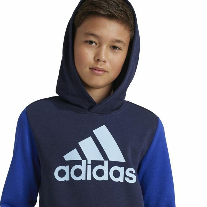 Sweat à capuche enfant Adidas Essentials Big Logo Colorblock Bleu 2 Sweat à capuche enfant Adidas Essentials Big Logo Colorblock Bleu 2