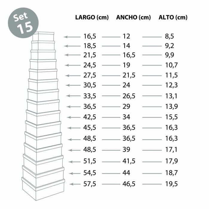 Set de boîtes décoratives Versa Marron Carton (15 Pièces) 1