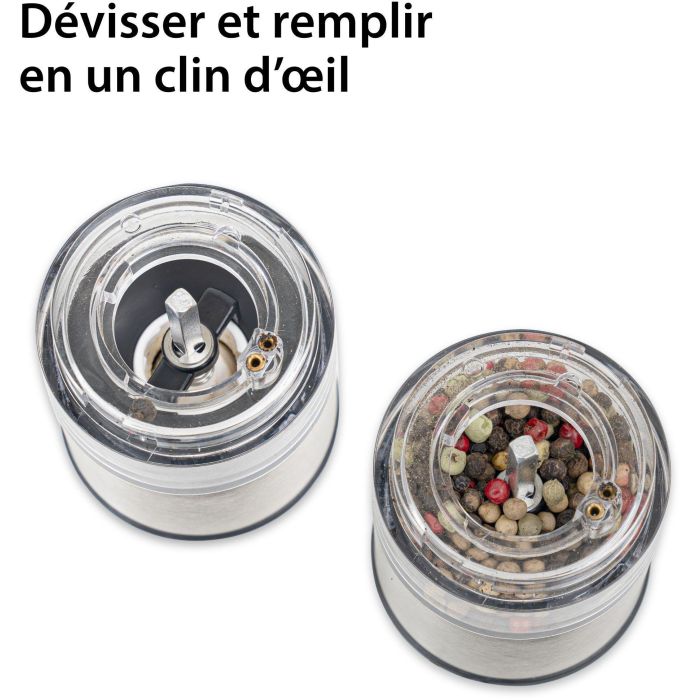 Moulin Poivre/Sel électrique - ADE -KITCHEN GADGETS - Acier inoxydable/plastique - H 22,5 cm - Inclus 6 pilles AAA - Noir 5