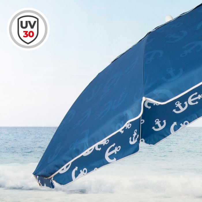 Parasol de plage Aktive Bleu 220 x 210 x 220 cm (6 Unités) 4 Parasol de plage Aktive Bleu 220 x 210 x 220 cm (6 Unités) 4