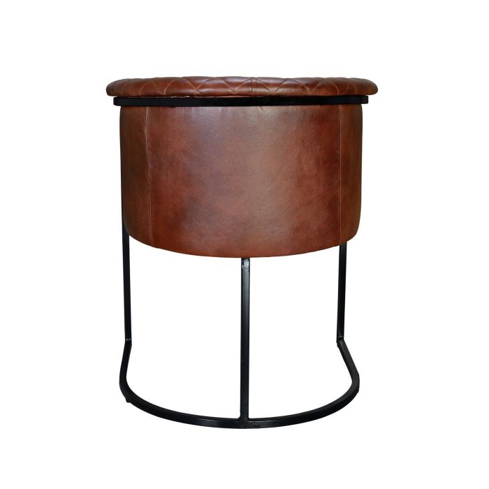 GINER Y COLOMER Chaise en cuir naturel avec piètement métal marron et noir - Assise 45 cm de large 2