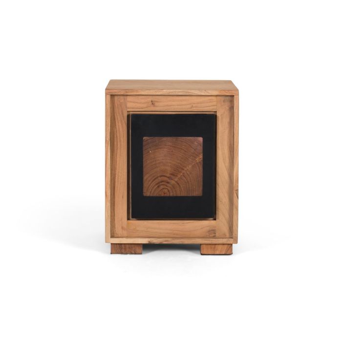 GINER Y COLOMER Table de chevet en bois de manguier massif, design contemporain avec finition naturelle et porte noire, dimensions incluses 0 GINER Y COLOMER Table de chevet en bois de manguier massif, design contemporain avec finition naturelle et porte noire, dimensions incluses 0