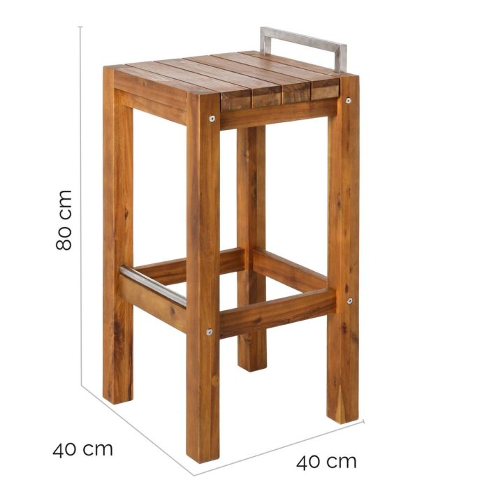 Tabouret Norah Bois Acier inoxydable Bois d'acacia 40 x 40 x 80 cm Gris