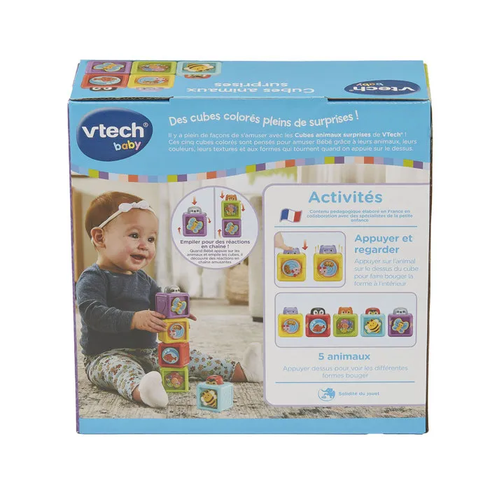 Vtech Baby - Cubes Animaux Surprises - Jeu d'éveil sensoriel avec 5 cubes interactifs - Pour bébé de 6 à 36 mois - Multicolore Vtech Baby - Cubes Animaux Surprises - Jeu d'éveil sensoriel avec 5 cubes interactifs - Pour bébé de 6 à 36 mois - Multicolore