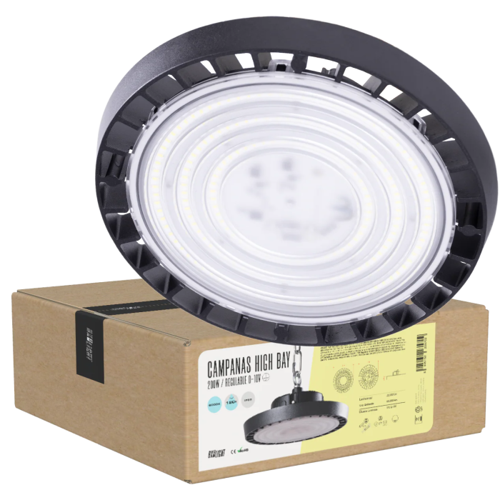 BX3 LIGHT - Campana LED High Bay 200W IP65 4000K 120 degres pour hauteurs sous plafond elevees, remplacement lampes aux halogenures metalliques BX3 LIGHT - Campana LED High Bay 200W IP65 4000K 120 degres pour hauteurs sous plafond elevees, remplacement lampes aux halogenures metalliques
