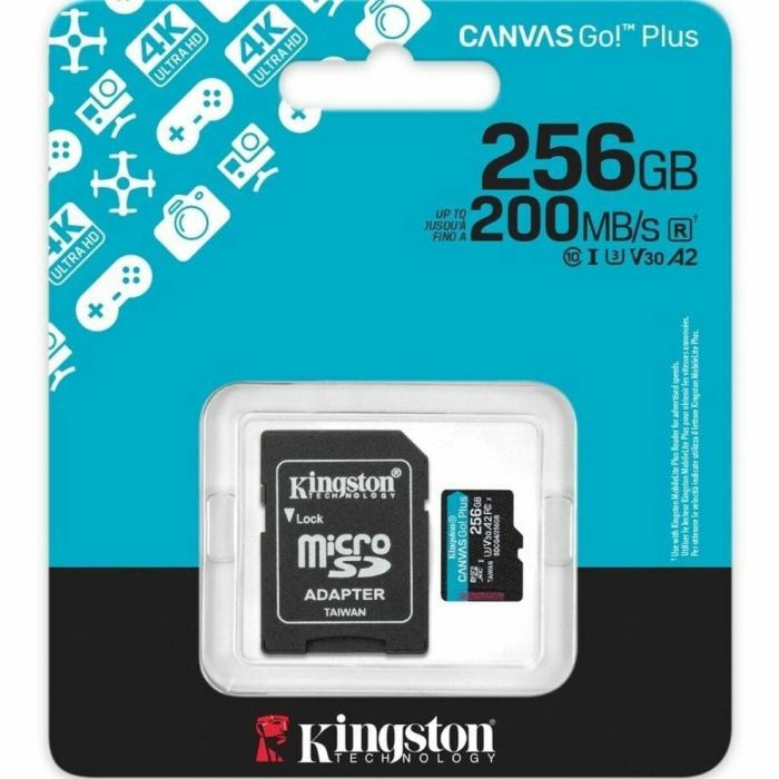 Carte Mémoire Micro SD avec Adaptateur Kingston CANVAS Go! Plus 256 GB 1 Carte Mémoire Micro SD avec Adaptateur Kingston CANVAS Go! Plus 256 GB 1