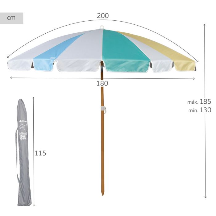 Parasol de plage Aktive Ø 200 cm 20 x 185 x 20 cm (6 Unités) 3 Parasol de plage Aktive Ø 200 cm 20 x 185 x 20 cm (6 Unités) 3