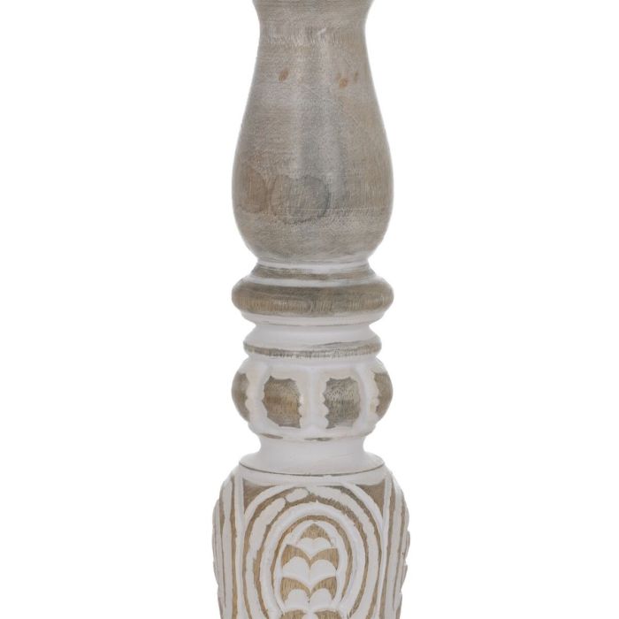 Pot à Bougie Blanc Naturel Fer Bois de manguier 14 x 14 x 38 cm 2