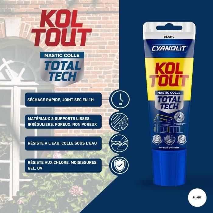 Colle de fixation et d'étanchéité - CYANOLIT - Total tech - Blanc - Tube 125 ml - Polyvalente - Haute résistance 3