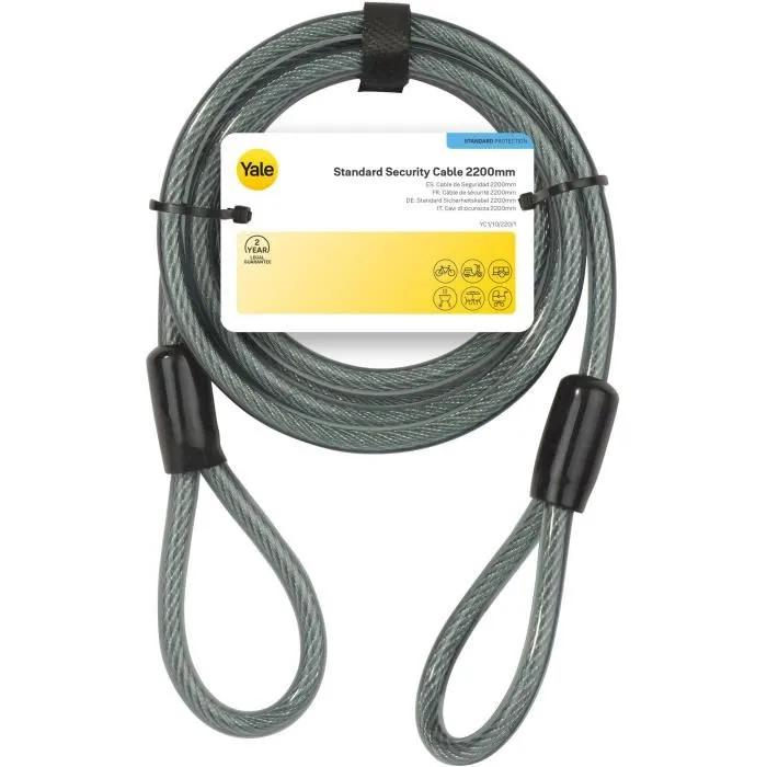 Yale Câble Antivol Spirale avec 2 Boucles pour Vélo et VTT, 220 cm x 12 mm 2