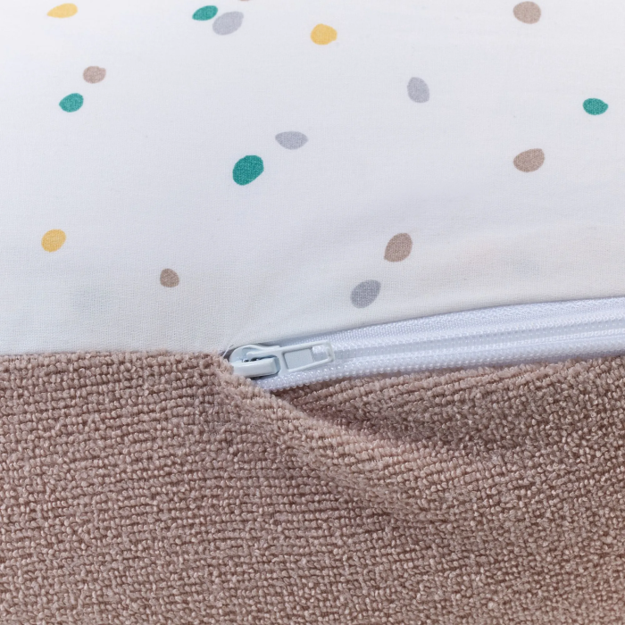 Tineo MultiRelax - Coussin de maternité, allaitement et transat bébé 3-en-1 - Réversible et déhoussable - Tissu éponge - Motifs Noisette et Pois