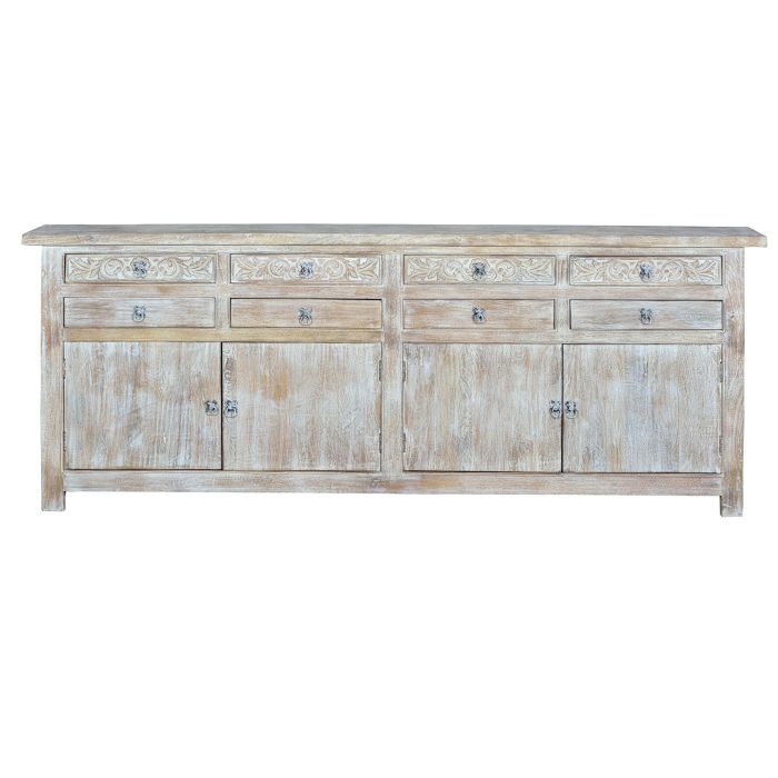 GINER Y COLOMER Buffet en Mango Blanc Doré 8 tiroirs 4 portes 200x100x44 cm 0 GINER Y COLOMER Buffet en Mango Blanc Doré 8 tiroirs 4 portes 200x100x44 cm 0