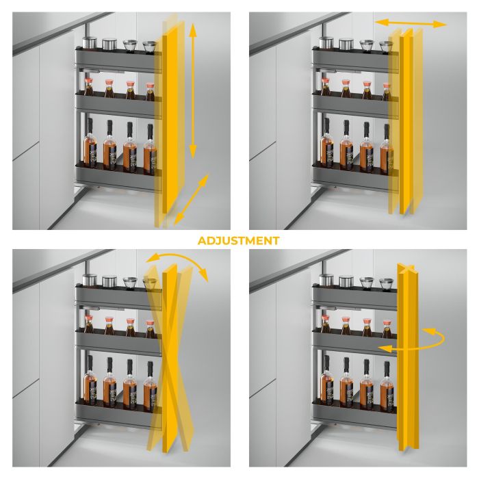 Emuca Porte-bouteilles latéral extractible Harmony avec fermeture amortie, Module largeur 150mm hauteur 800mm, Acier et Bois, Gris anthracite 6