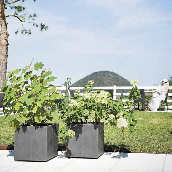 DEROMA Pot de fleurs Cube Millennium R - 39 x H39,1 cm - Anthracite - A réserve d'eau 5 DEROMA Pot de fleurs Cube Millennium R - 39 x H39,1 cm - Anthracite - A réserve d'eau 5