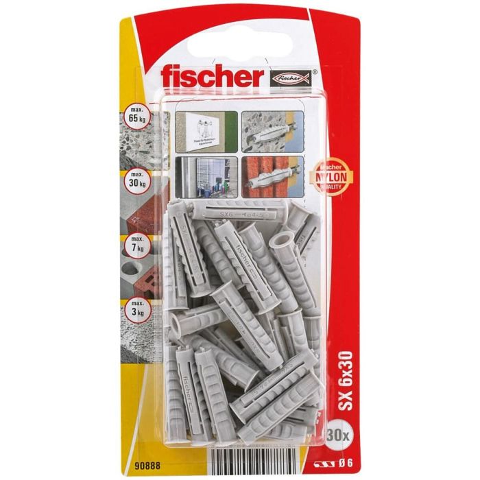 Crampons Fischer SX 90888 Nylon 6 x 30 mm (30 Unités) 1 Crampons Fischer SX 90888 Nylon 6 x 30 mm (30 Unités) 1
