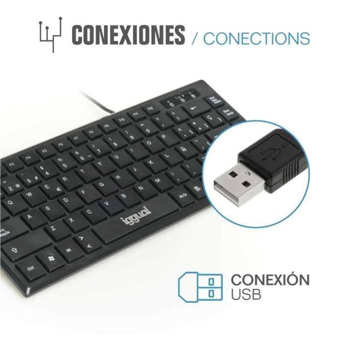 Clavier iggual Teclado USB compacto TKL Slim TKL-USB negro Noir 1 Clavier iggual Teclado USB compacto TKL Slim TKL-USB negro Noir 1