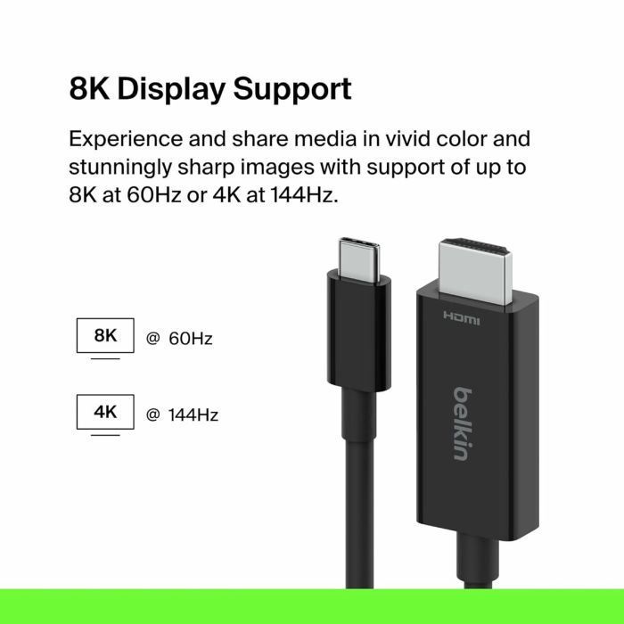 Câble USB-C vers HDMI Belkin AVC012bt2MBK Noir 2 m 15 Câble USB-C vers HDMI Belkin AVC012bt2MBK Noir 2 m 15