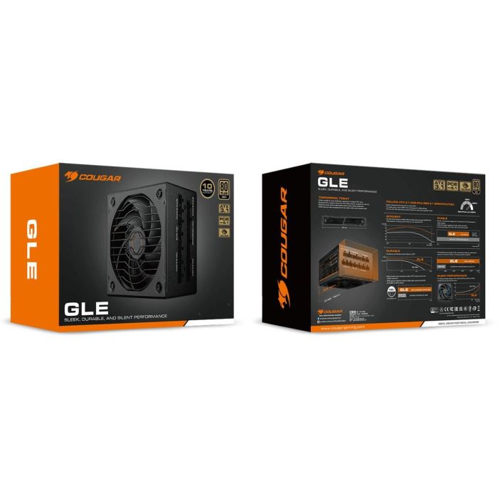 Cougar CGRGLE-1200 Alimentation PC 1200W ATX 3.1 - 80 Plus Gold - Entièrement Modulaire - Ventilateur 135 mm HDB - Noir