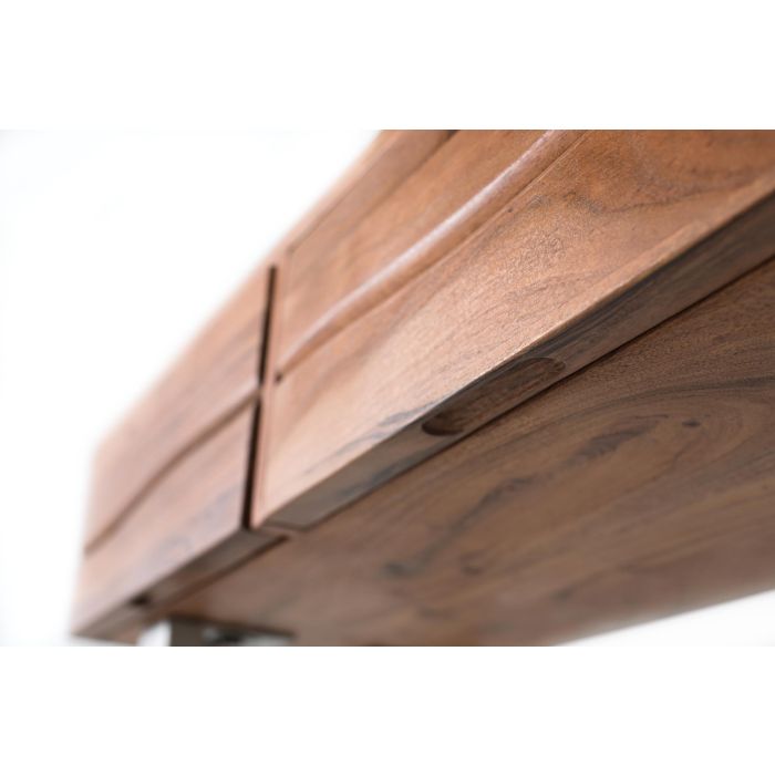 GINER Y COLOMER - Console d'entrée en bois d'acacia massif et métal avec 3 tiroirs et plateau inférieur, couleur naturel, dimensions 120x30x90 cm 3 GINER Y COLOMER - Console d'entrée en bois d'acacia massif et métal avec 3 tiroirs et plateau inférieur, couleur naturel, dimensions 120x30x90 cm 3