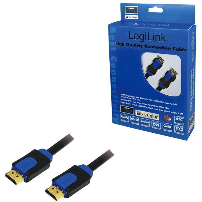 Logilink HDMI-Kabel Ethernet A -> A St/St 1.00m Gold 0 Logilink HDMI-Kabel Ethernet A -> A St/St 1.00m Gold 0