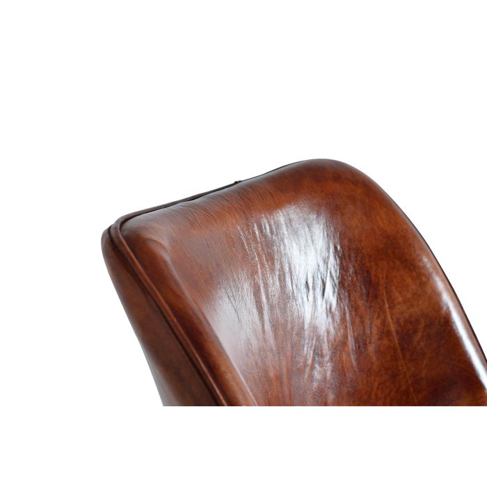GINER Y COLOMER Chaise design en cuir naturel marron avec piètement métal - Siège 45x42 cm, dossier 37 cm 4 GINER Y COLOMER Chaise design en cuir naturel marron avec piètement métal - Siège 45x42 cm, dossier 37 cm 4