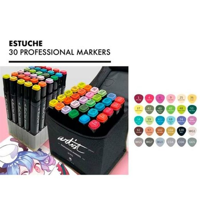 Ensemble de Marqueurs Alex Bog Luxury Canvas Gama Artist 30 Pièces Multicouleur 1