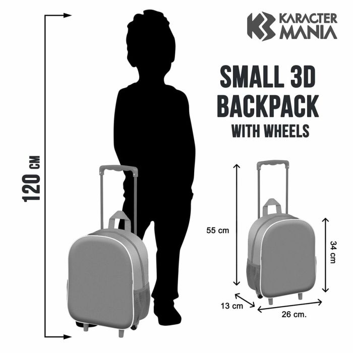 Cartable 3D avec roulettes Mickey Mouse Scooter Bleu Rouge 26 x 13 x 34 cm 5