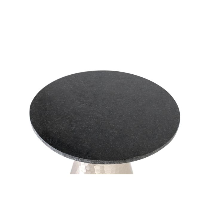 GINER Y COLOMER Table de Centre Ronde avec Plateau en Marbre Noir Jaspe et Base Conique en Aluminium - Meuble de Salon 1