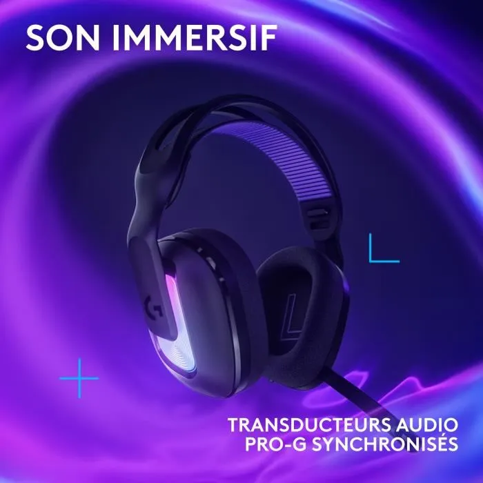Logitech G Casque Gaming Sans Fil G522 LIGHTSPEED Noir - Son Surround DTS Headphone:X 2.0, Micro Détachable, Rétroéclairage RGB LIGHTSYNC, Autonomie 30h