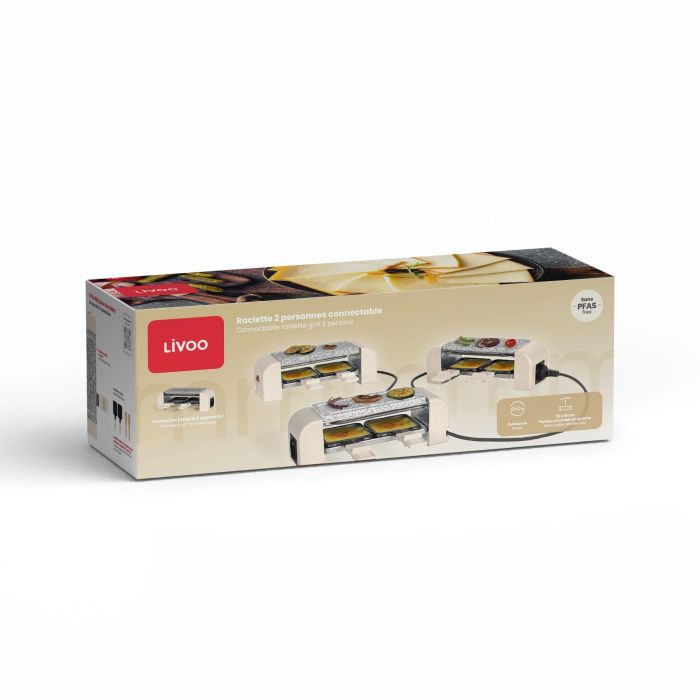 Appareil a raclette connectable - LIVOO - DOC310C - 2 personnes - 450 W - Thermostat automatique 5