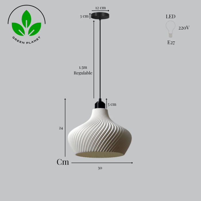 Lampe Suspendue Daila Blanc/Fleur Noir/Câble Noir 4