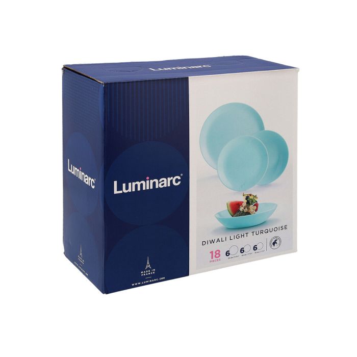 Assiettes Luminarc Diwali Turquesa Turquoise verre 18 Pièces 1