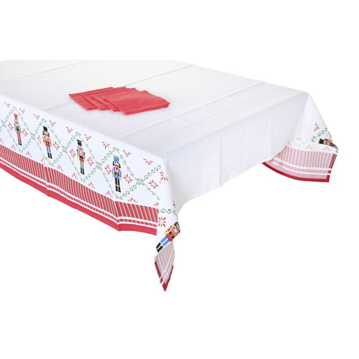 Nappe enduite antitache Home ESPRIT Blanc Rouge Vert Beige (9 Pièces) 1