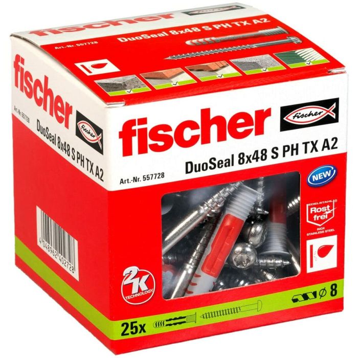 Chevilles et vis Fischer DuoSeal 557728 S A2 Imperméables Ø 8 x 48 mm 1 Chevilles et vis Fischer DuoSeal 557728 S A2 Imperméables Ø 8 x 48 mm 1